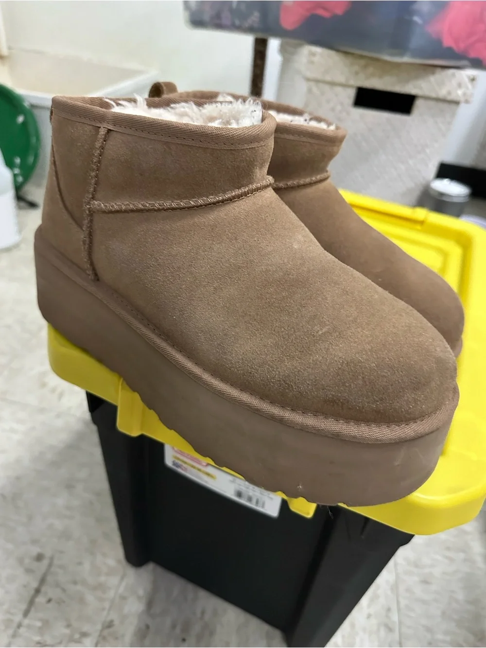UGG Chestnut Suede Platform Mini Boot
